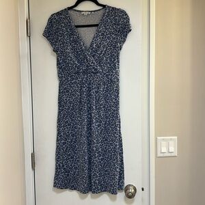 Boden Blue Leopard Print Short Sleeve Dress